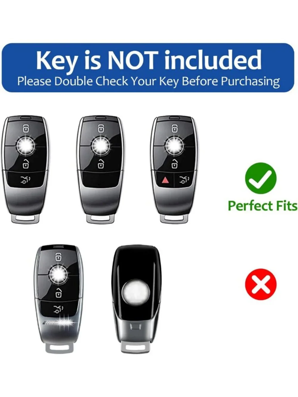 Real Glass Fiber Key Fob Cover for Mercedes-Benz, Keyless Smart Key Protector